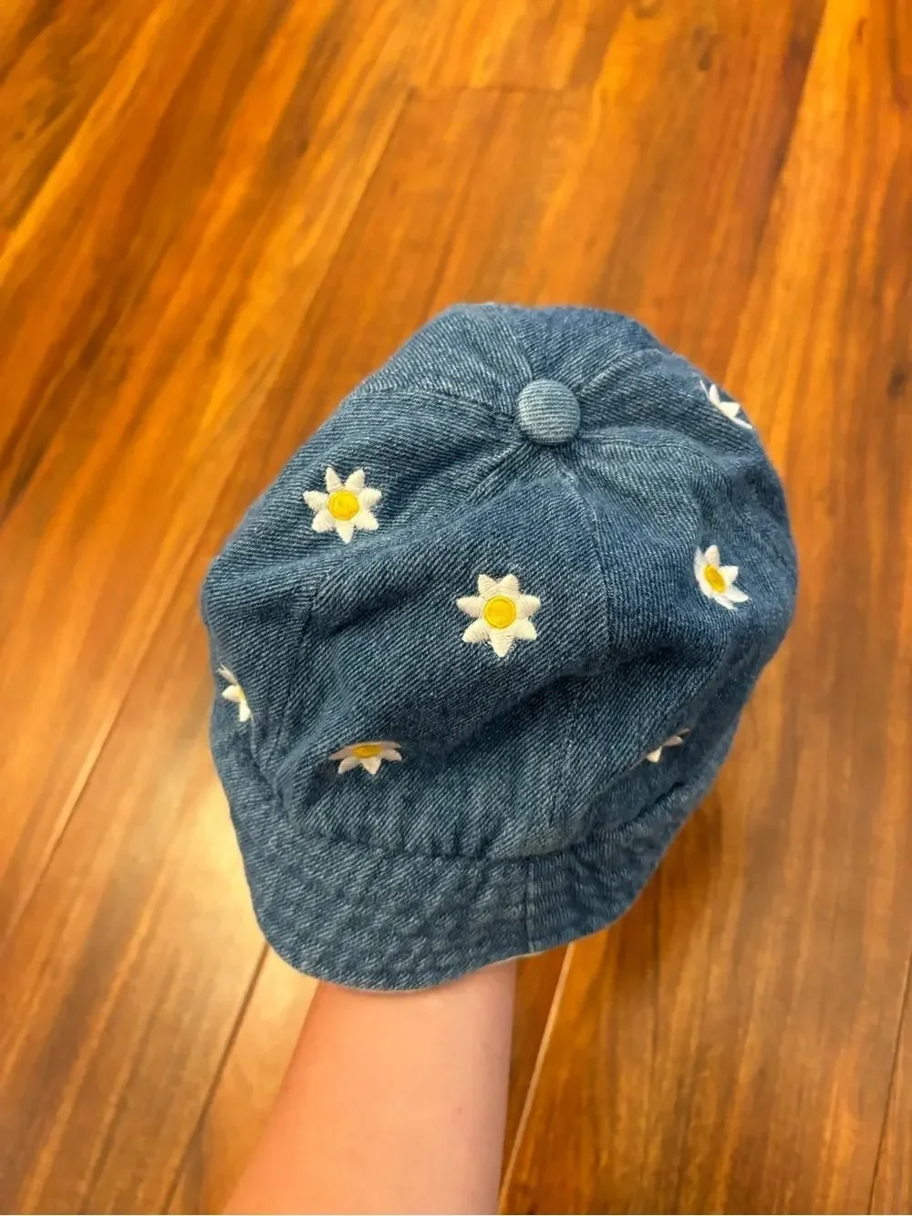 ABC Accessories Denim Embroidered Flowers Vintage Baby Hat